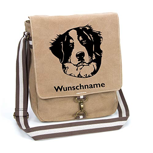 Berner Sennenhund Schultertasche Umhängetasche Tasche mit Hundemotiv und Namen personalisiert (Motiv 4) von Tierisch-tolle Geschenke