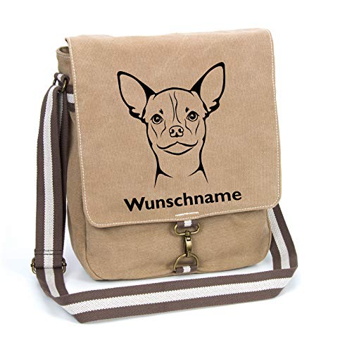 Chihuahua Kurzhaar Schultertasche Umhängetasche Tasche mit Hundemotiv und Namen personalisiert (Motiv 2) von Tierisch-tolle Geschenke