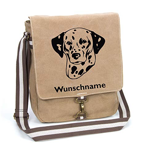 Dalmatiner Canvas Schultertasche Umhängetasche Tasche mit Hundemotiv und Namen personalisiert von Tierisch-tolle Geschenke
