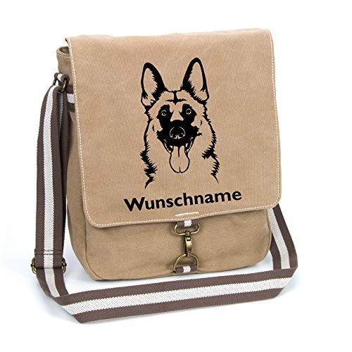 Deutscher Schäferhund Schultertasche Umhängetasche Tasche mit Hundemotiv und Namen personalisiert (Motiv 8) von Tierisch-tolle Geschenke