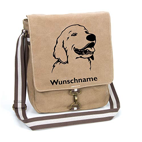 Golden Retriever Schultertasche Umhängetasche Tasche mit Hundemotiv und Namen personalisiert (Motiv 2) von Tierisch-tolle Geschenke