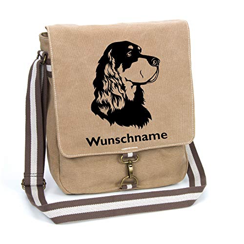 Gordon Setter Canvas Schultertasche Umhängetasche Tasche mit Hundemotiv und Namen personalisiert von Tierisch-tolle Geschenke