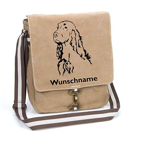 Irish Setter Canvas Schultertasche Umhängetasche Tasche mit Hundemotiv und Namen personalisiert von Tierisch-tolle Geschenke