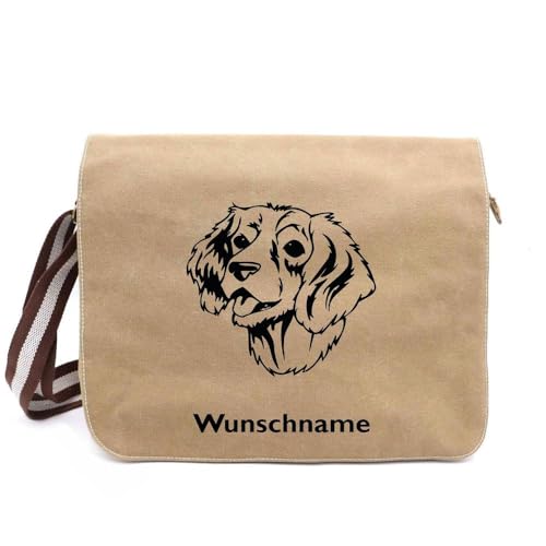Tierisch-tolle Geschenke Englischer Springer Spaniel 2 Neu - Canvas Schultertasche Messenger mit Namen von Tierisch-tolle Geschenke