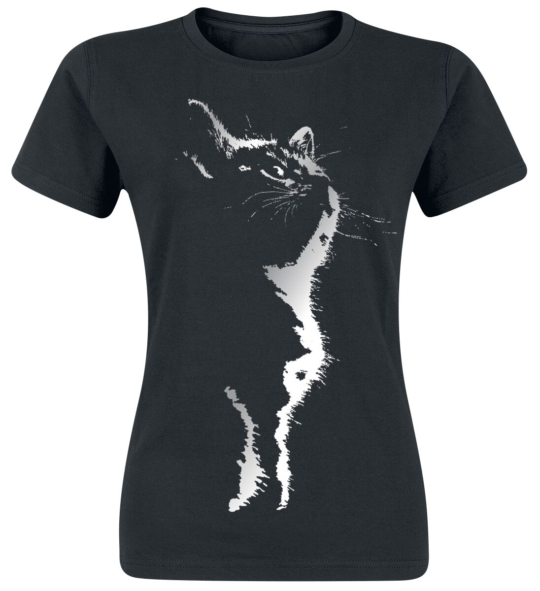 Tierisch Cat Silhouette T-Shirt schwarz in XXL von Tierisch