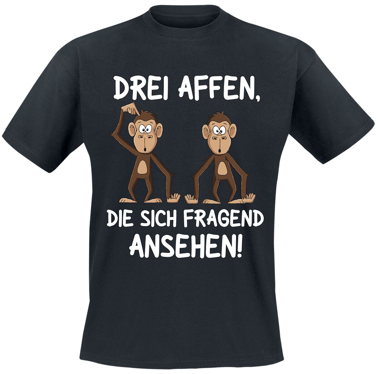 Tierisch Drei Affen, die sich fragend ansehen! T-Shirt schwarz in XXL von Tierisch