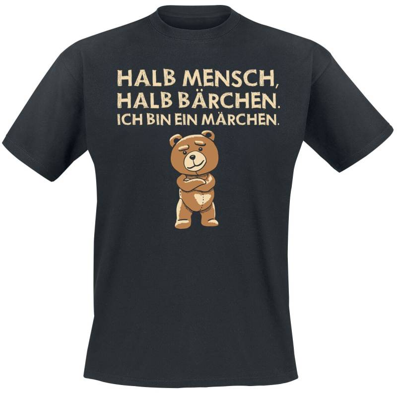 Tierisch Halb Mensch, halb Bärchen. Ich bin ein Märchen. T-Shirt schwarz in XXL von Tierisch
