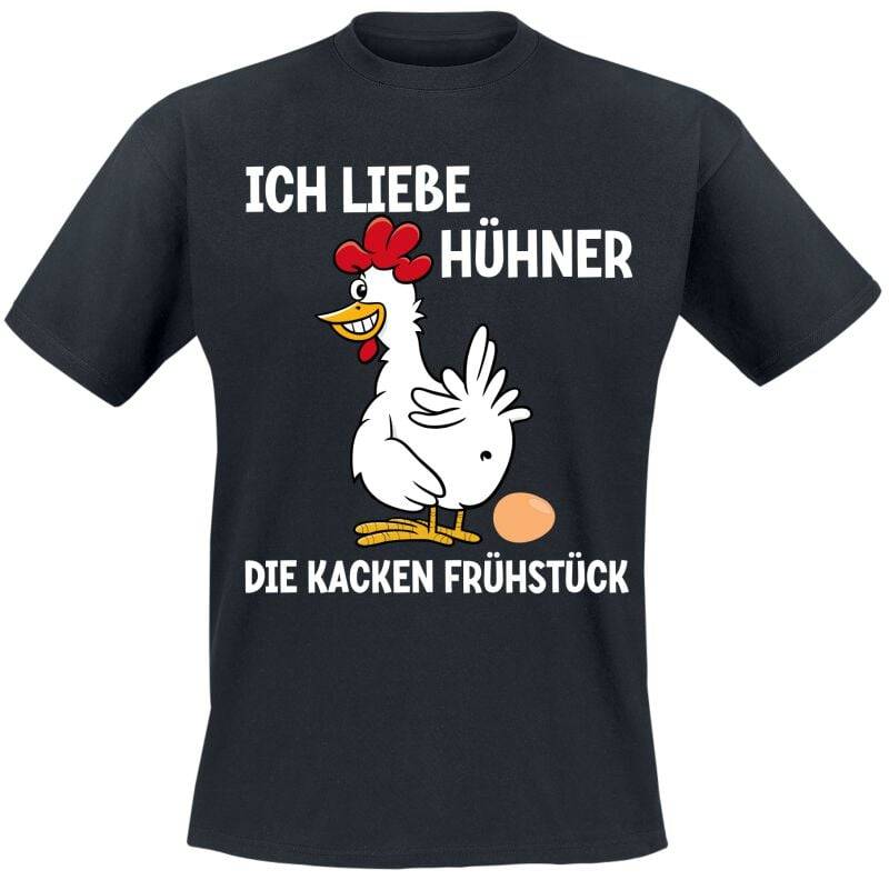 Tierisch Ich liebe Hühner, die kacken Frühstück! T-Shirt schwarz in L von Tierisch