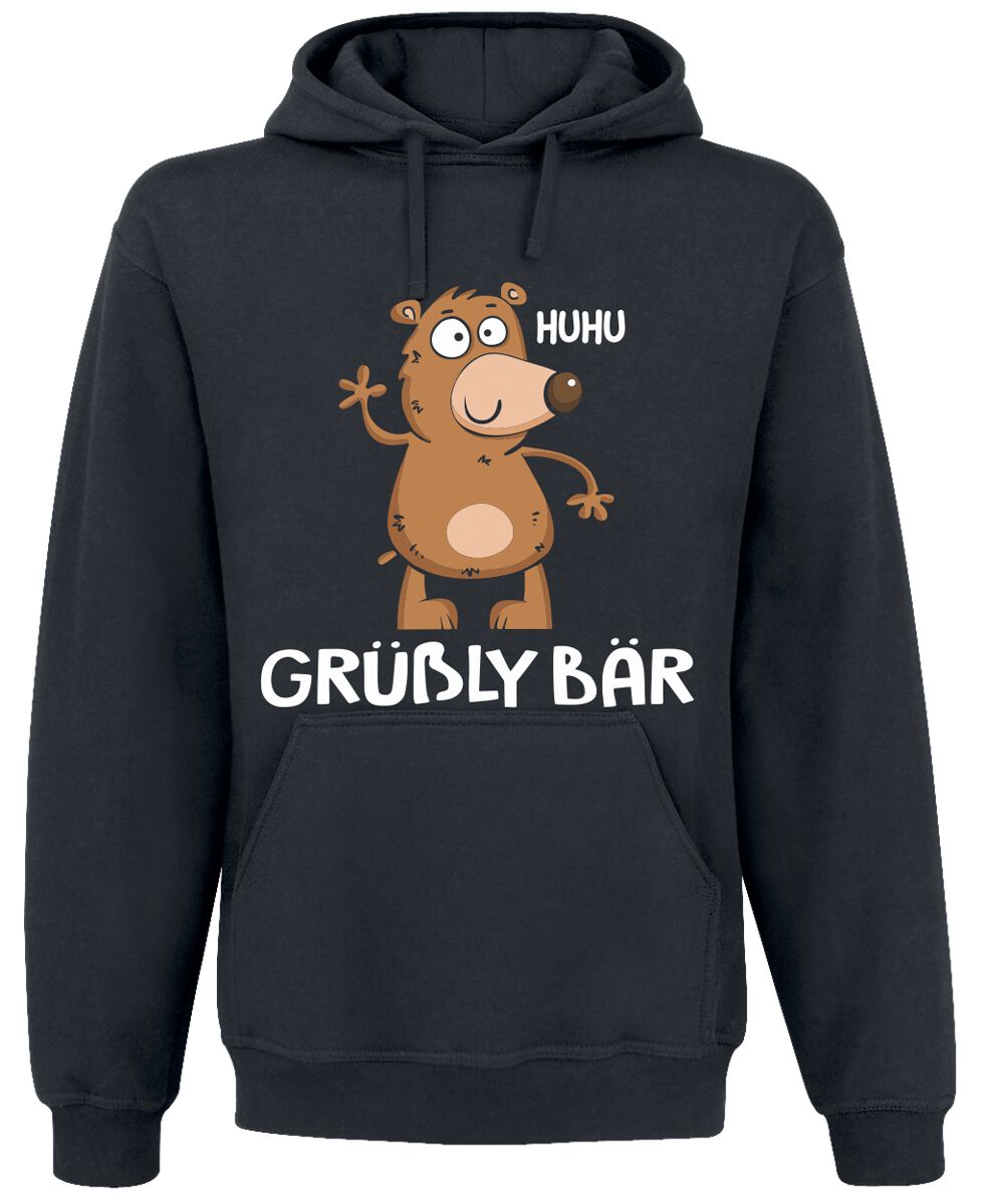 Tierisch Kapuzenpullover - Grüßly Bär - M bis 3XL - für Männer - Größe L - schwarz von Tierisch