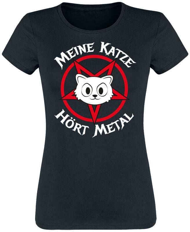 Tierisch Meine Katze hört Metal T-Shirt schwarz in XXL von Tierisch