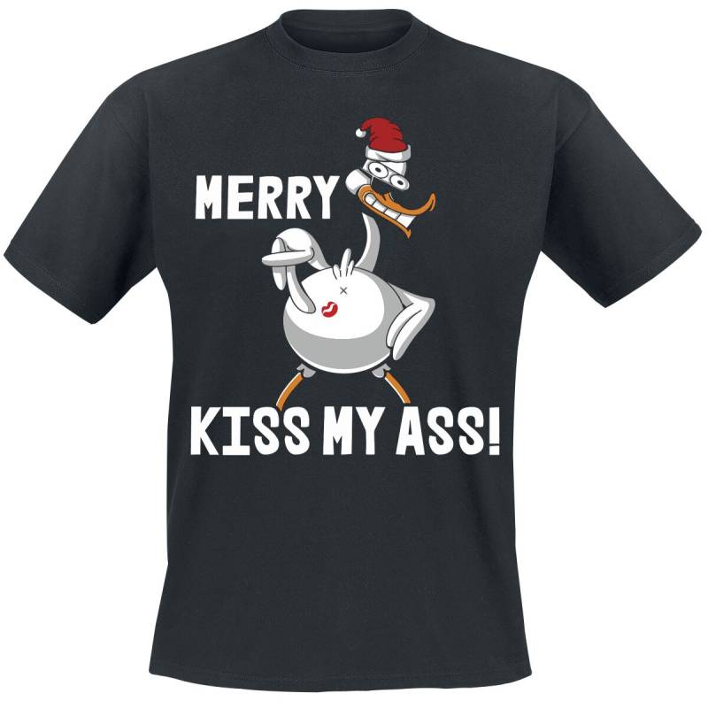 Tierisch Merry Kiss My Ass! T-Shirt schwarz in L von Tierisch