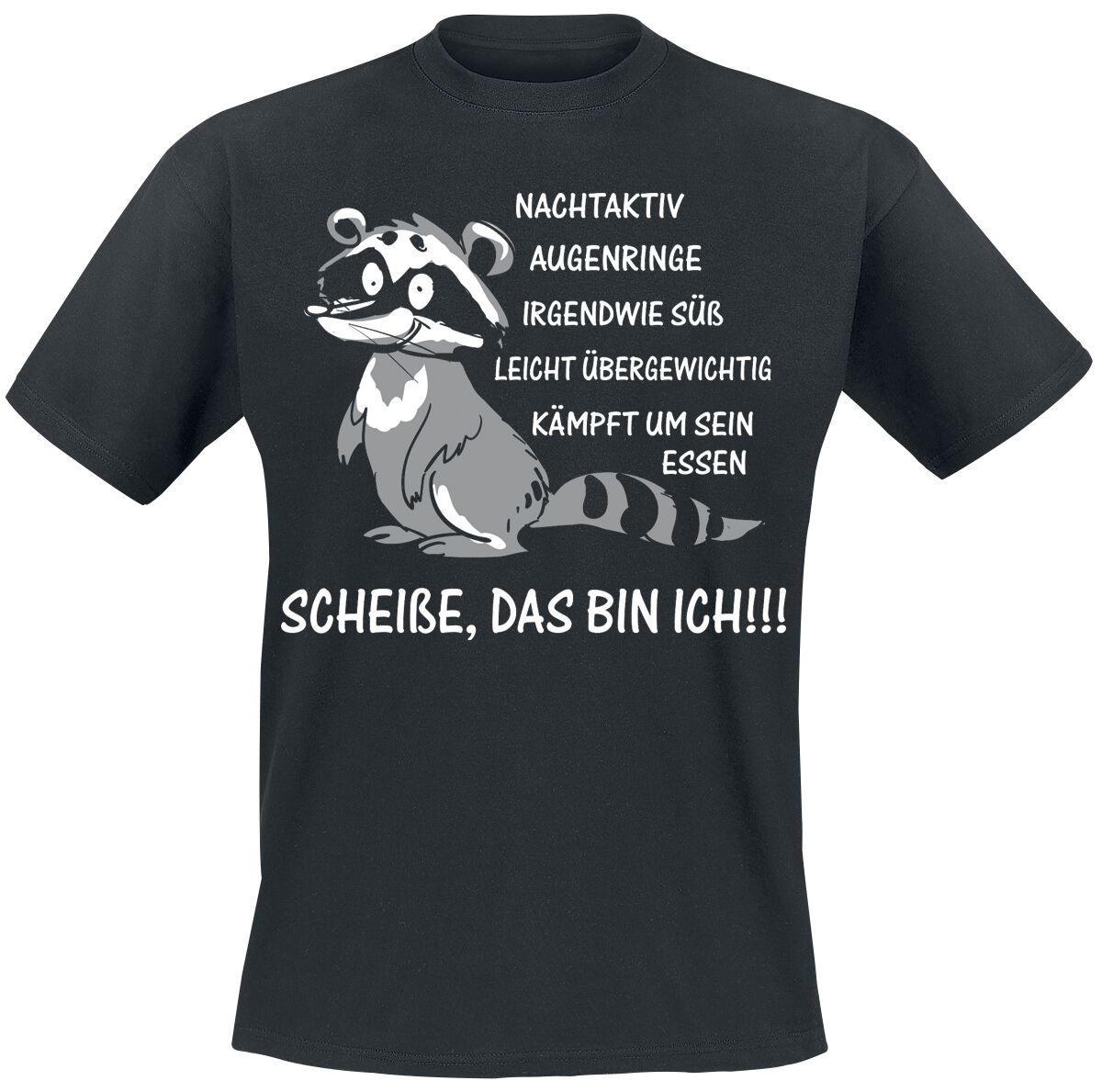 Tierisch Nachtaktiv, Augenringe, Irgendwie süß, ... T-Shirt schwarz in XL von Tierisch