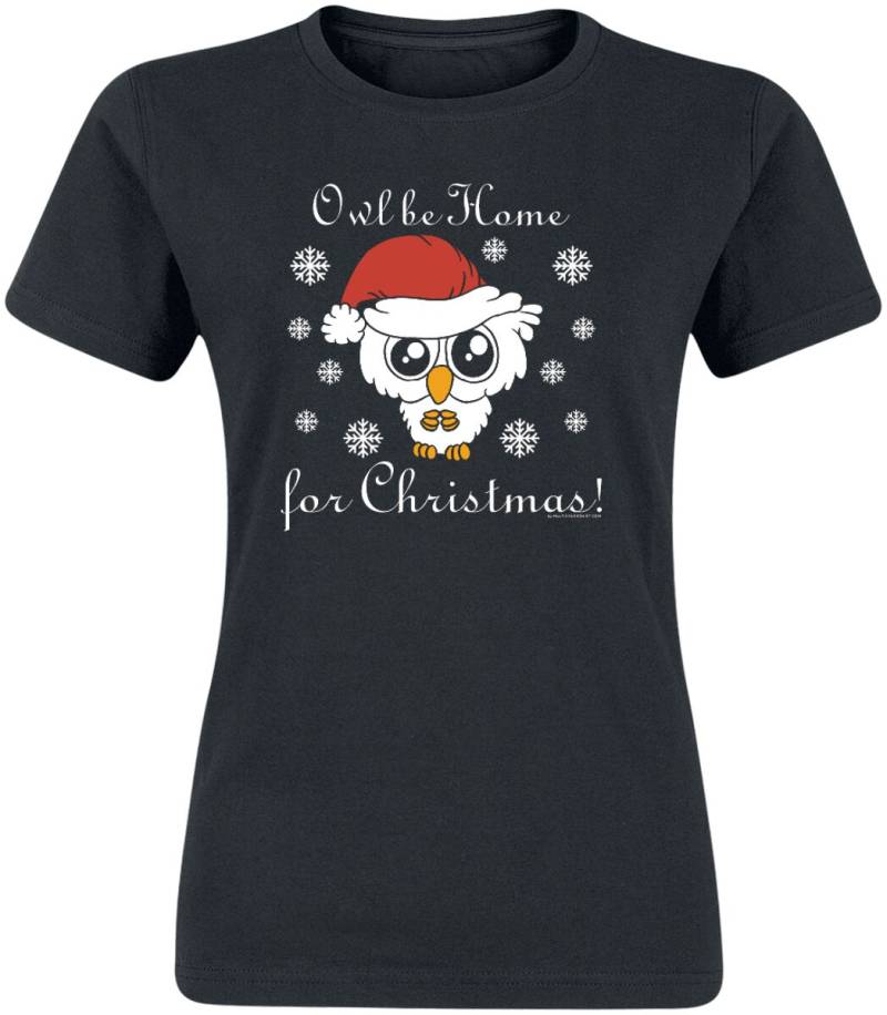 Tierisch Owl Be Home For Christmas T-Shirt schwarz in XL von Tierisch