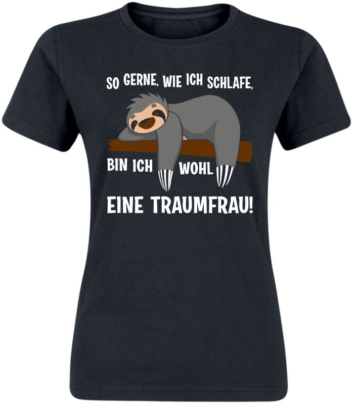 Tierisch So gerne, wie ich schlafe, bin ich wohl eine Traumfrau! T-Shirt schwarz in XL von Tierisch