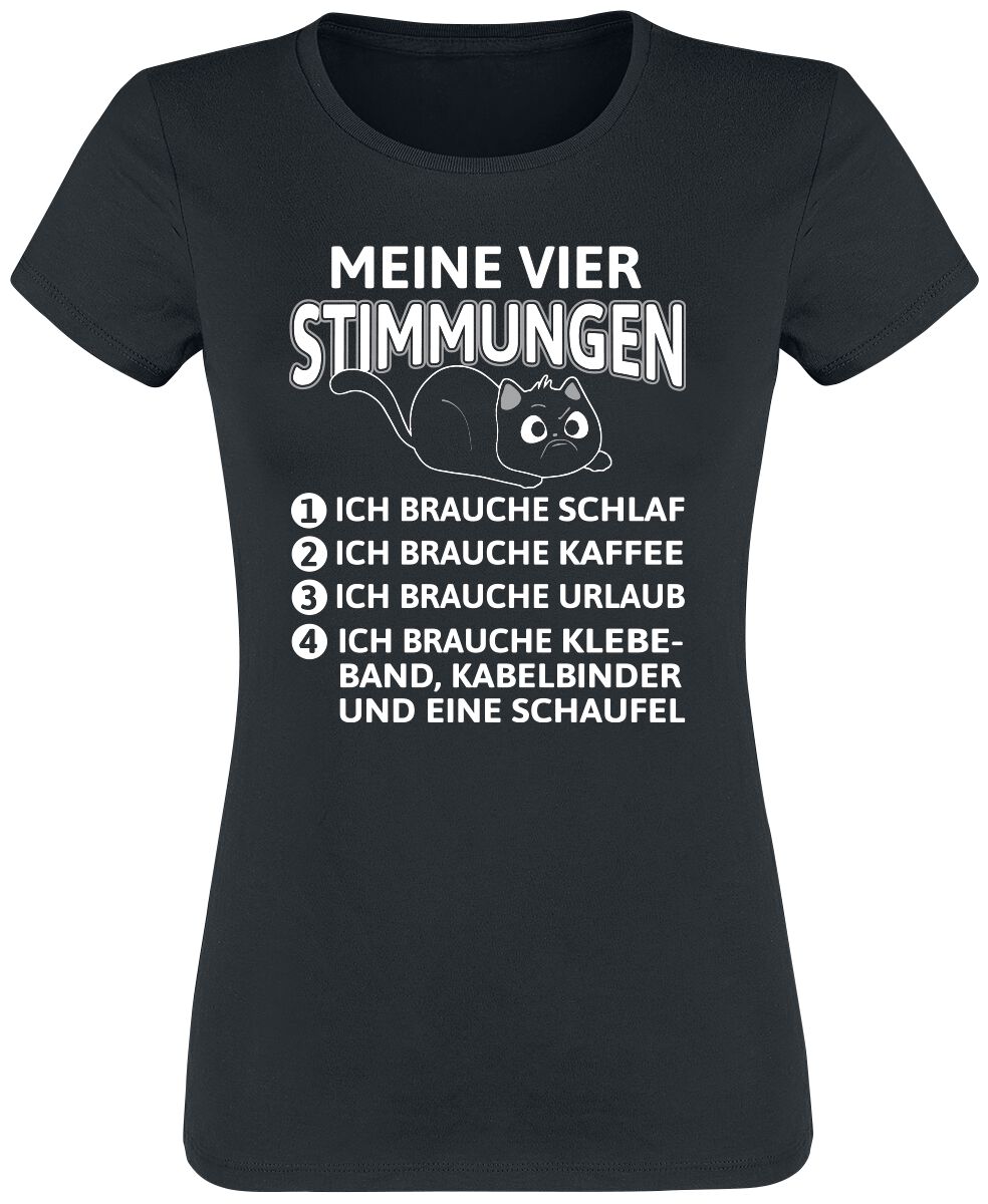 Tierisch T-Shirt - Meine Vier Stimmungen - S bis 3XL - für Damen - Größe 3XL - schwarz von Tierisch