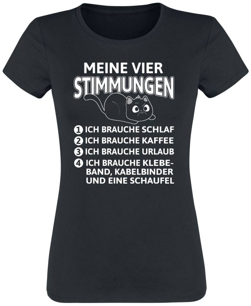 Tierisch T-Shirt - Meine Vier Stimmungen - S bis 3XL - für Damen - Größe 3XL - schwarz von Tierisch