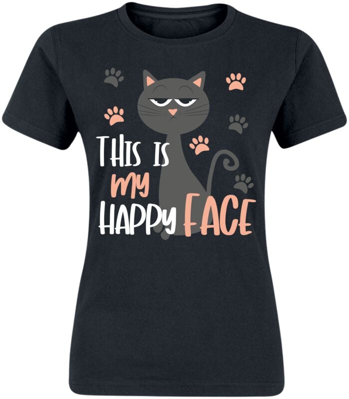 Tierisch T-Shirt - This Is My Happy Face - M bis XXL - für Damen - Größe XXL - schwarz von Tierisch