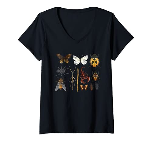 Damen Insekt Entomologie Insekten T-Shirt mit V-Ausschnitt Damen Insekt Entomologie Insekten T-Shirt mit V-Ausschnitt von Tierische Entomologe Insektenschule