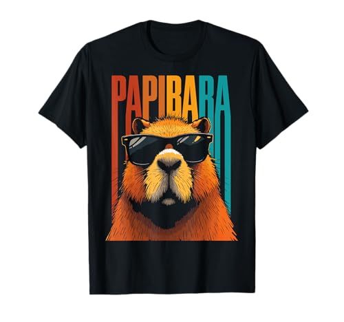 Papibara – Lustiges Vatertagsgeschenk für Papa Männer T-Shirt von Tierischer Humor zum Vatertag Papa Mann Geschenk