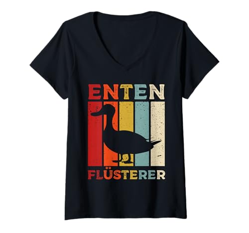 Damen Entenflüsterer Vintage – Lustiges Retro Enten Design T-Shirt mit V-Ausschnitt Damen Entenflüsterer Vintage – Lustiges Retro Enten Design T-Shirt mit V-Ausschnitt von Tierliebe Enten Fun Retro Lustige Geschenke