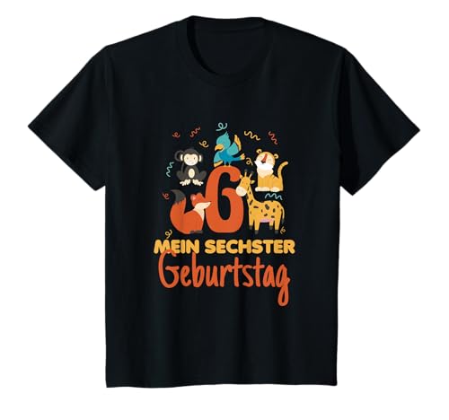 Kinder Mein sechster Geburtstag Dschungel Tier Motto 6 Jahre T-Shirt Kinder Mein sechster Geburtstag Dschungel Tier Motto 6 Jahre T-Shirt von Tierparty Kinder Geburtstag Safari Dschungel Look