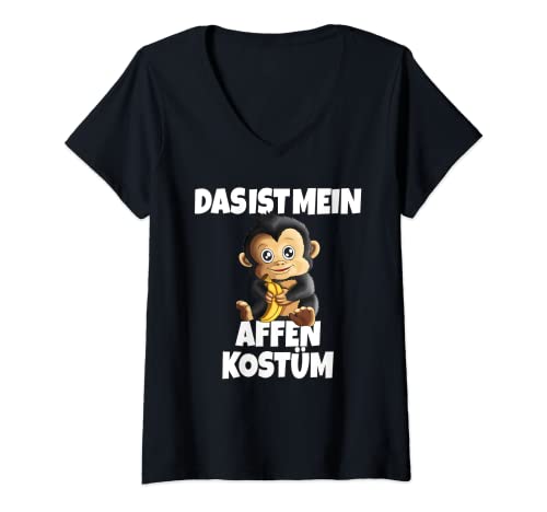 Damen Affenarten Affenbaby Säugetiere Das ist mein Affenkostüm T-Shirt mit V-Ausschnitt von Tierpfleger Zoo Tierarzt Monkey Tierliebhaber