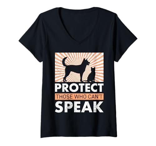 Damen Tierschützer PROTECT THOSE WHO CAN'T SPEAK Lustig Tierschut T-Shirt mit V-Ausschnitt Damen Tierschützer PROTECT THOSE WHO CAN'T SPEAK Lustig Tierschut T-Shirt mit V-Ausschnitt von Tierschutz Shirt Tierrechte Tierschützer Tierwohl