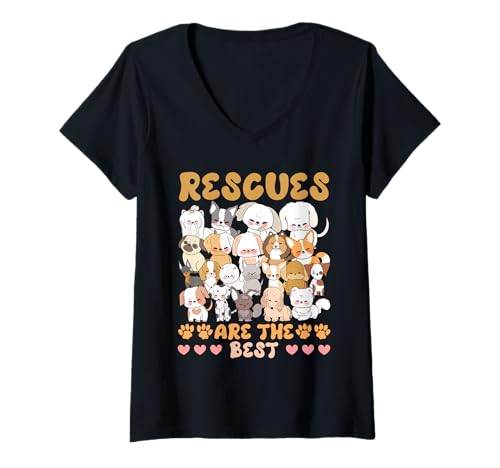 Damen Tierschützer RESCUES ARE THE BEST Tierwohl T-Shirt mit V-Ausschnitt Damen Tierschützer RESCUES ARE THE BEST Tierwohl T-Shirt mit V-Ausschnitt von Tierschutz Shirt Tierrechte Tierschützer Tierwohl