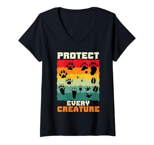 Damen Tierschützer SCHUTZ FÜR ALLE LEBEWESEN Lustig Tierschutz T-Shirt mit V-Ausschnitt Damen Tierschützer SCHUTZ FÜR ALLE LEBEWESEN Lustig Tierschutz T-Shirt mit V-Ausschnitt von Tierschutz Shirt Tierrechte Tierschützer Tierwohl