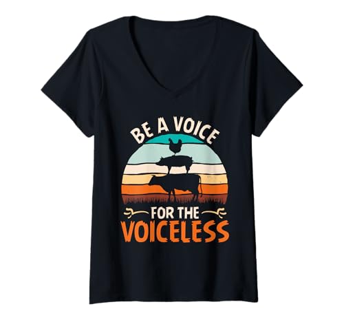 Damen Tierschutz BE A VOICE FOR THE VOICELESS Lustig Tierrettung T-Shirt mit V-Ausschnitt von Tierschutz Shirt Tierrechte Tierschützer Tierwohl