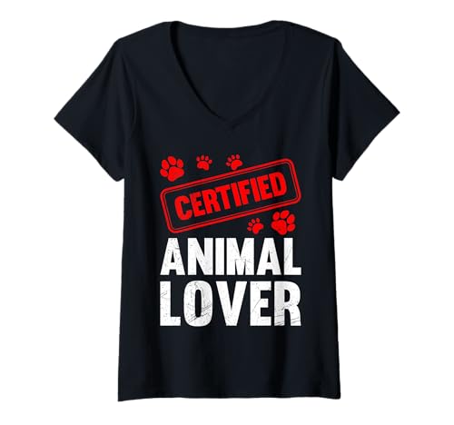 Damen Tierschutz CERTIFIED ANIMAL LOVER Lustiges Tierschützer T-Shirt mit V-Ausschnitt Damen Tierschutz CERTIFIED ANIMAL LOVER Lustiges Tierschützer T-Shirt mit V-Ausschnitt von Tierschutz Shirt Tierrechte Tierschützer Tierwohl