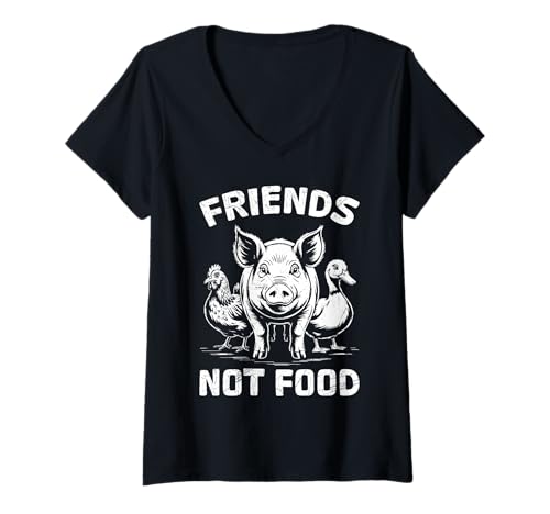 Damen Tierschutz FRIENDS NOT FOOD Veganer Lustiges Tierschützer T-Shirt mit V-Ausschnitt Damen Tierschutz FRIENDS NOT FOOD Veganer Lustiges Tierschützer T-Shirt mit V-Ausschnitt von Tierschutz Shirt Tierrechte Tierschützer Tierwohl