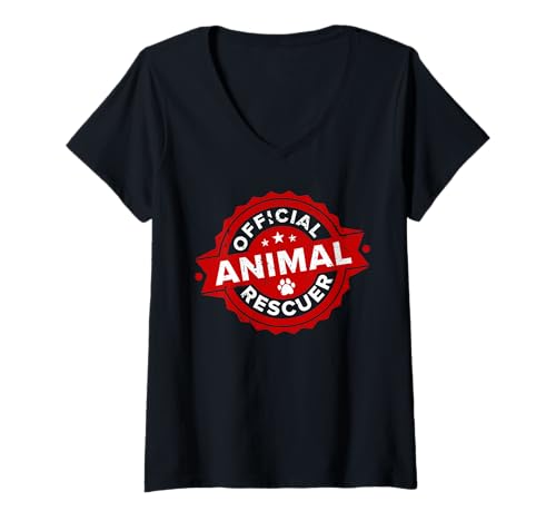 Damen Tierschutz OFFICIAL ANIMAL RESCUER Lustig Tierrettung T-Shirt mit V-Ausschnitt Damen Tierschutz OFFICIAL ANIMAL RESCUER Lustig Tierrettung T-Shirt mit V-Ausschnitt von Tierschutz Shirt Tierrechte Tierschützer Tierwohl