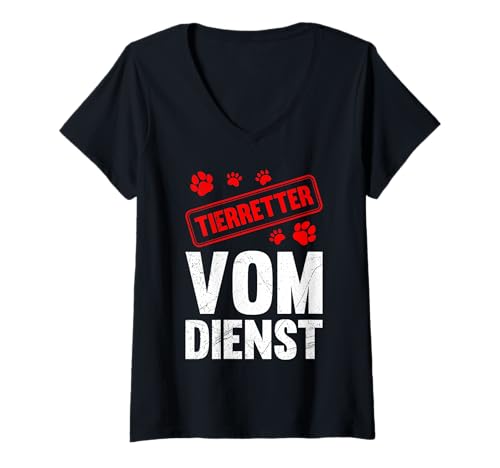 Damen Tierschutz TIERRETTER VOM DIENST Lustiges Tierschützer T-Shirt mit V-Ausschnitt Damen Tierschutz TIERRETTER VOM DIENST Lustiges Tierschützer T-Shirt mit V-Ausschnitt von Tierschutz Shirt Tierrechte Tierschützer Tierwohl