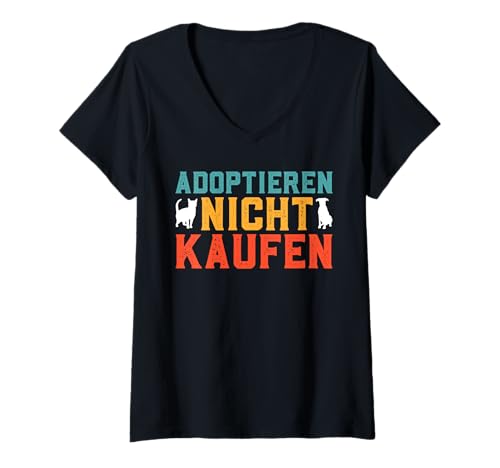 Damen Adoptieren ADOPTIEREN NICHT KAUFEN LUSTIG Tierheim T-Shirt mit V-Ausschnitt Damen Adoptieren ADOPTIEREN NICHT KAUFEN LUSTIG Tierheim T-Shirt mit V-Ausschnitt von Tierschutz Shirt Tierwohl Tier Adoptieren Tierheim