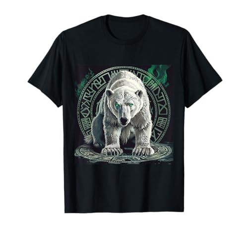 Tierwelten Shop IBK Eisbär T-Shirt Tier Kunst Polar Bear Eisbären Bären T-Shirt Schwarz Unisex Kind Kurzarm Klassisch Einfarbig Rundhals Pull-On 1 Count EU M 21 inches von Tierwelten Shop IBK
