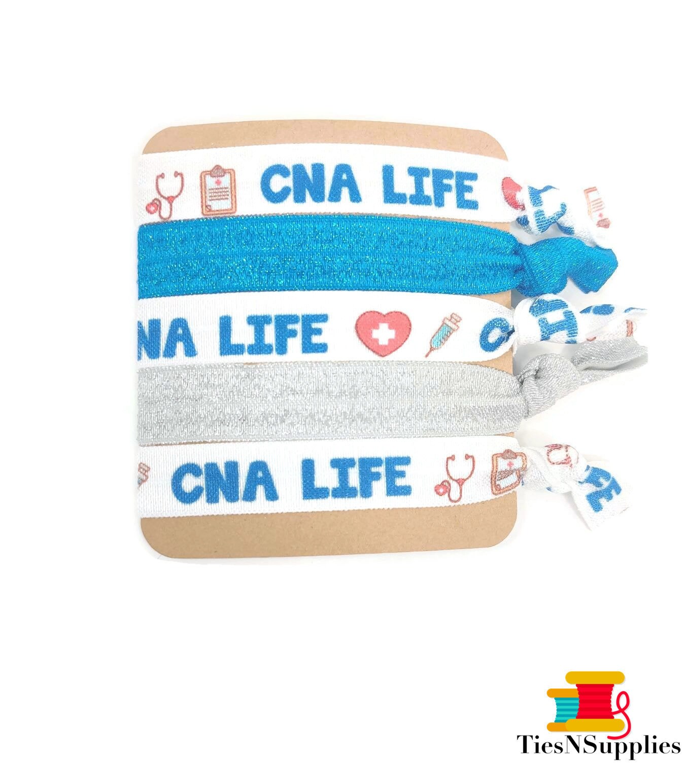 5-Teiliges Geschenkset Cna Life Perfekt Für Bestandene Lizenzprüfungen, Krankenschwestern - Enthält 3 Cna-Krawatten, 1 Blaue Glitzer-Krawatte von TiesNSupplies
