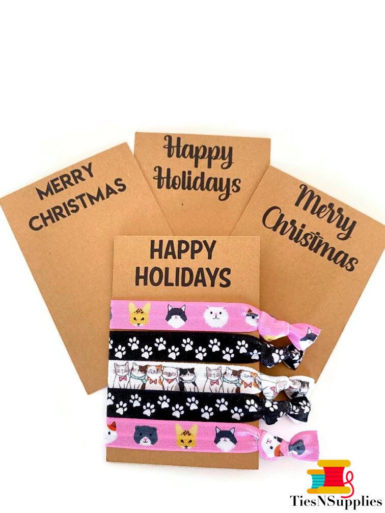 Frohe Weihnachten Oder Karte Mit Krawatten Armband Geschenkset - 5 Ideal Für Katzenliebhaber, Katzensitter, Katzenlady von TiesNSupplies