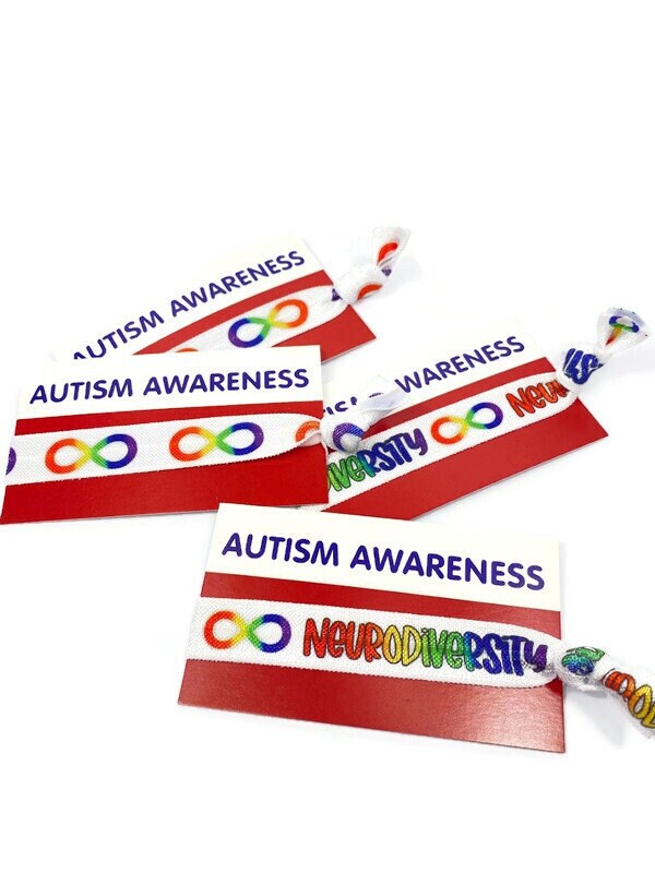 Neurovielfalts-Bewusstsein Mit Regenbogen-Unendlichkeits-Symbol Enthält Karte Gummiband, Armband, Haarbändern - Wählen Sie Ihre Stilkrawatte von TiesNSupplies