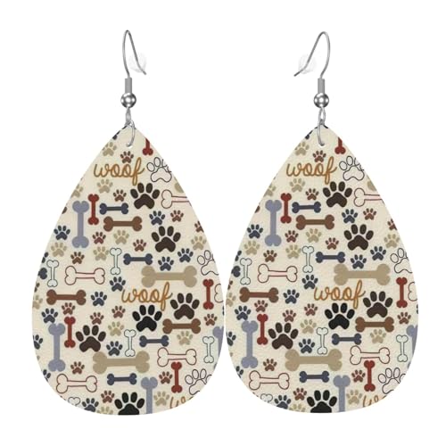 Hundeknochen Pfotenabdruck Leder Ohrring Tropfenform baumeln Ohrringe Kunstleder Teardrop Ohrringe für Frauen Teen Mädchen Geschenk, Einheitsgröße, Leder, kein Edelstein, One Size, Leder, Kein Hundeknochen Pfotenabdruck Leder Ohrring Tropfenform baumeln Ohrringe Kunstleder Teardrop Ohrringe für Frauen Teen Mädchen Geschenk, Einheitsgröße, Leder, kein Edelstein, One Size, Leder, Kein von TietYaer