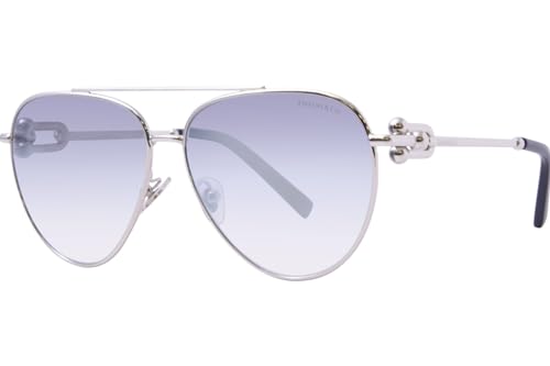 Sonnenbrille Tiffany TF 3092 6175V6 Silber, Silber Klar Grad Blau Verspiegelt, 59/13/140, Silberfarbener, klarer Spiegel, Blau, 59/13/140 von Tiffany