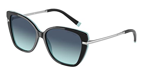 Sonnenbrille Tiffany TF 4190 F, asiatische Passform, 80559S, Schwarz auf Blau, Schwarz auf Tiffany-Blau, Azurblau, Gr, 57/15/140, Schwarz auf Tiffany-Blau, Azurblau, 57/15/140 von Tiffany