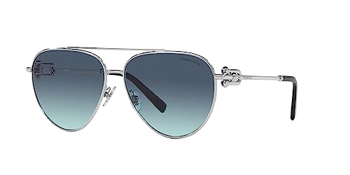 Tiffany & Co. TF 3092 Damen-Sonnenbrille, Silber/Blau Shaded 59/13/140, Silber/Blau schattiert, 59/13/140 von Tiffany