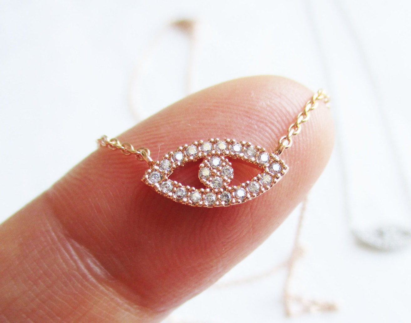 Evil Eye Halskette... Gold, Rosegold Oder Silber Kette Evil Eye Cubic Zirkonia-Dainty Handgemachte Halskette, Alltag, Schlicht, Geburtstag Evil Eye Halskette... Gold, Rosegold Oder Silber Kette Evil Eye Cubic Zirkonia-Dainty Handgemachte Halskette, Alltag, Schlicht, Geburtstag von TiffanyAvenueBridal