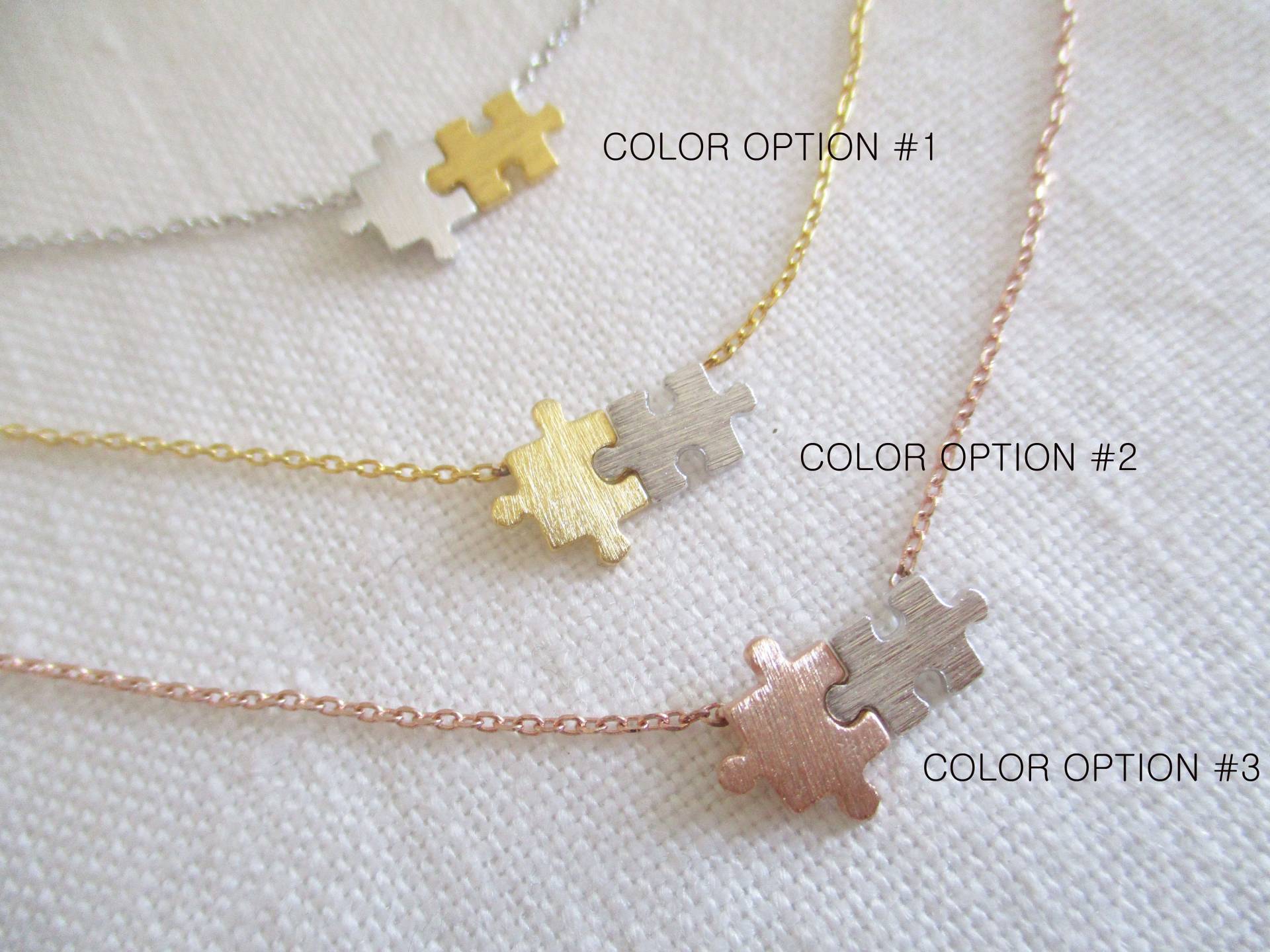Feine Puzzle Kette, Mix Color Puzzle, Rose Gold, Gold Or Silver...zierlich, Zart, Einfach Und Macht Spaß Feine Puzzle Kette, Mix Color Puzzle, Rose Gold, Gold Or Silver...zierlich, Zart, Einfach Und Macht Spaß von TiffanyAvenueBridal