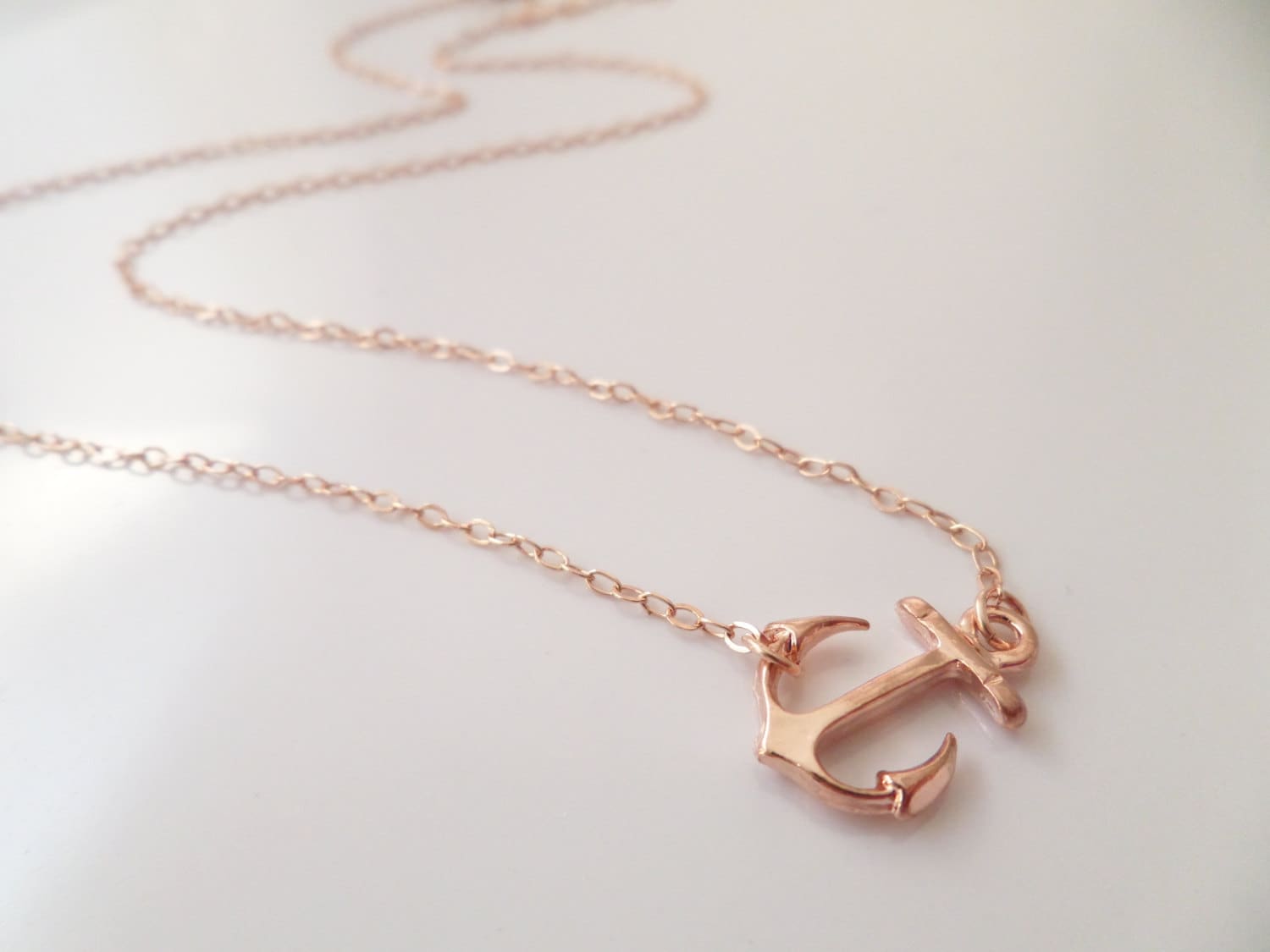 Gold, Rosegold Oder Silber Seitlich Schiffe Anker Halskette Gold, Rosegold Oder Silber Seitlich Schiffe Anker Halskette von TiffanyAvenueBridal