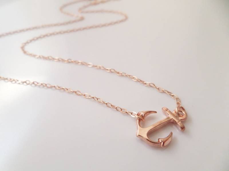 Gold, Rosegold Oder Silber Seitlich Schiffe Anker Halskette Gold, Rosegold Oder Silber Seitlich Schiffe Anker Halskette von TiffanyAvenueBridal