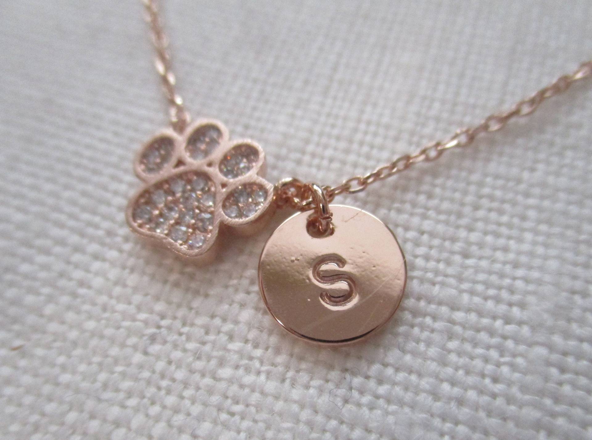 Winzige Gold-, Roségold - Und Silberpfoten-Print-Halskette Mit Zirkonia. Zierlich Schlicht, Pfoten-Halskette, Tierliebhaber-Geschenk von TiffanyAvenueBridal