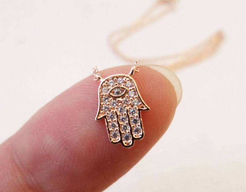Winzige Vergoldete, Rosévergoldete Oder Versilberte Hamsa-Hand-Halskette Mit Zirkonia ...zierlich Und Einfach Winzige Vergoldete, Rosévergoldete Oder Versilberte Hamsa-Hand-Halskette Mit Zirkonia ...zierlich Und Einfach von TiffanyAvenueBridal