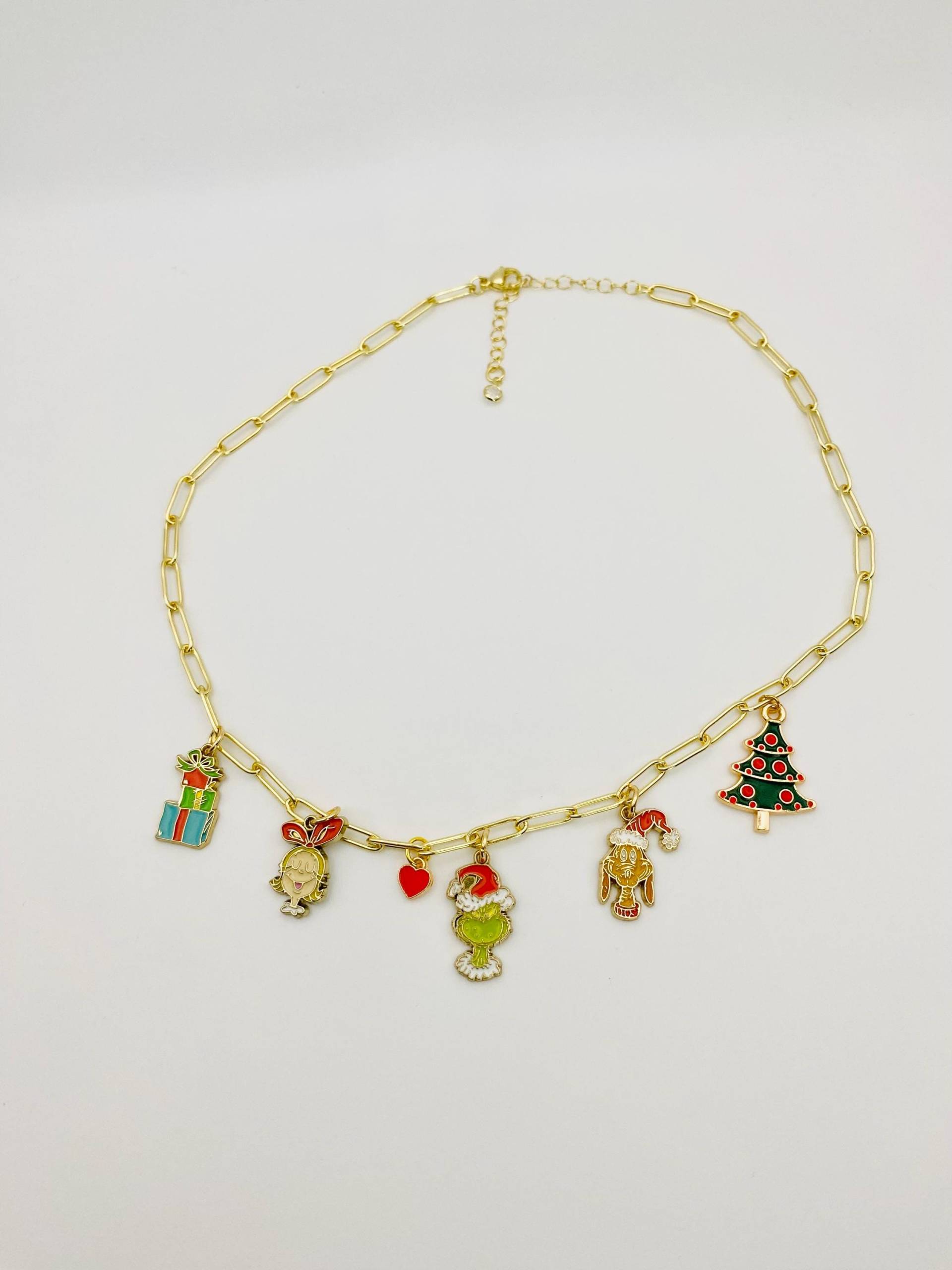 Die Grinch Charm Halskette Für Weihnachtsgeschenk Ihre Gold Die Grinch Charm Halskette Für Weihnachtsgeschenk Ihre Gold von TiffanyEpiphanyShop